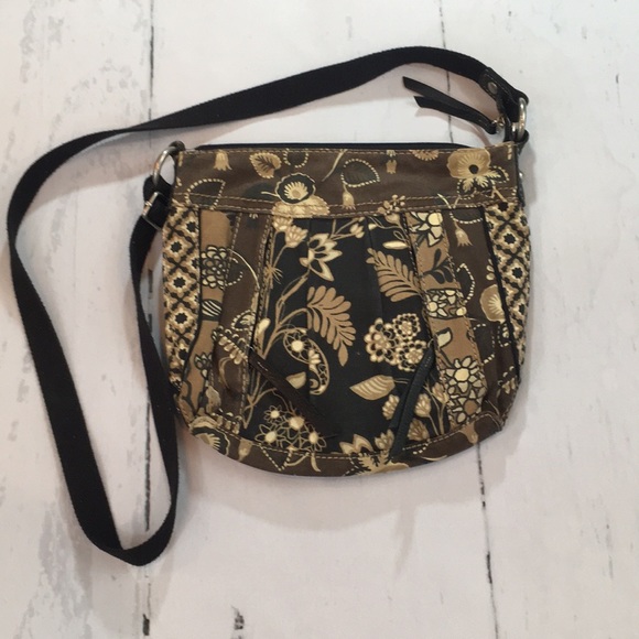 Fossil Handbags - Fossil Black and Brown Floral Crossbody